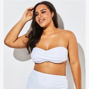 Meet Curve White Twist Front Bandeau Spa Bikin